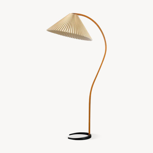 Boog Vloerlamp Beukenhouten Linnen Kap Retro Woonkamer