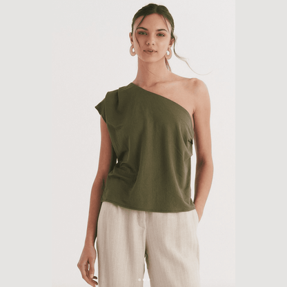 Vrouwelijke Top Een Schouder Casual Mode - StudioMarella