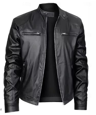 Heren Leren Bikerjack Kunstleer Look