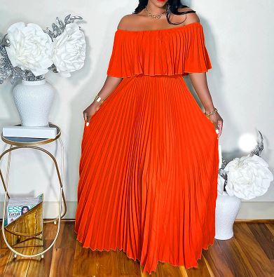 Jurk Off-the-Shoulder Geplooid Avondjurk voor Vrouw