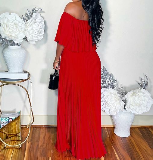 Jurk Off-the-Shoulder Geplooid Avondjurk voor Vrouw