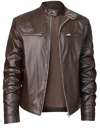 Heren Leren Bikerjack Kunstleer Look