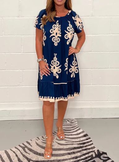 Zomerjurk Met Geometrisch Patroon Voor Vrouw