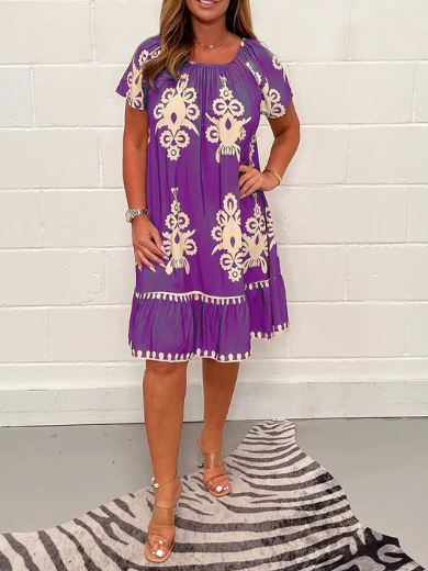 Zomerjurk Met Geometrisch Patroon Voor Vrouw