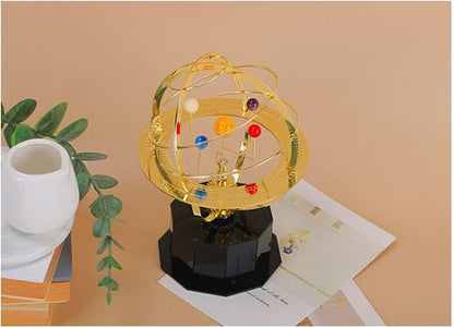 Grand Orrery Mechanisch Zonnestelselmodel — Handgemaakt Messing Replica met 5 Planeten en Maanbaan