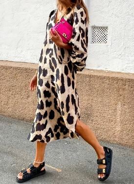 Luipaardprint Maxi Jurk Elegante V Halslijn Zomerjurk - StudioMarella