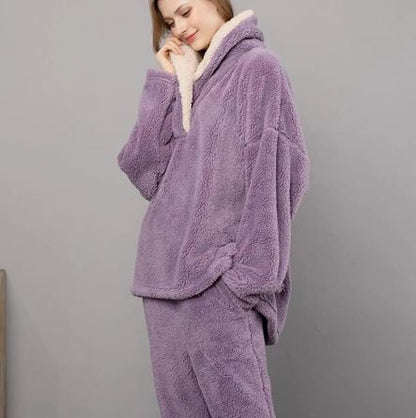 Zachte Fleece Pyjama Set voor Vrouwen Warm Nachtkleding