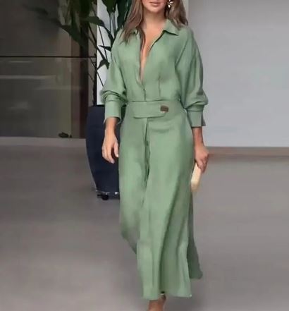 Damesjurk Lange Mouwen Zomerjurk Elegante Splitzoom