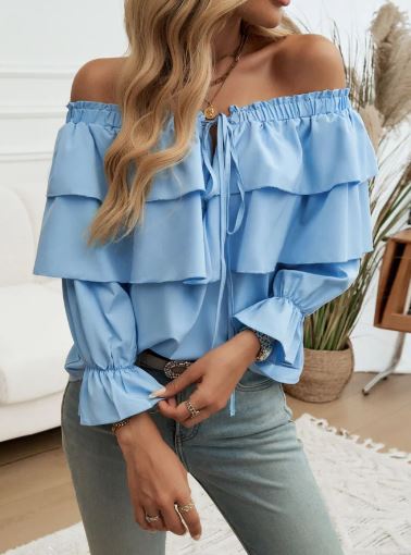 Vrouwelijke Blouse Blote Schouders met Ruches Zomer Jurk Stijl - StudioMarella