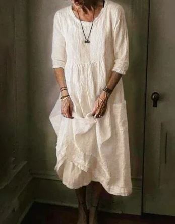 Damesjurk Zomer Linnen Oversized Katoen Jurk