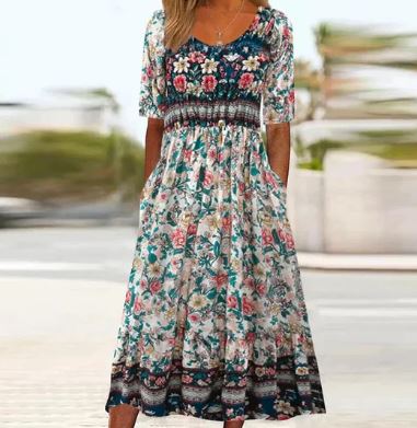 Zomerjurk Vrouwelijk Boheemse Stijl Jurk voor Vrouwen