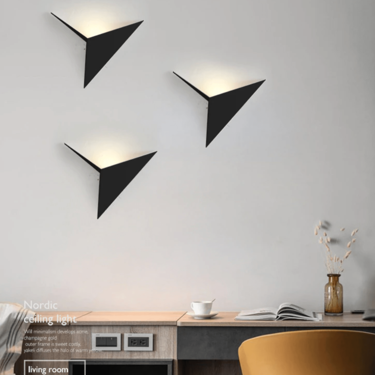 Driehoek Wandlamp LED 3W Metaal Zwart Woonkamer Slaapkamer Moderne Muurlamp Geometrisch Bureaulamp Interieur Decoratie
