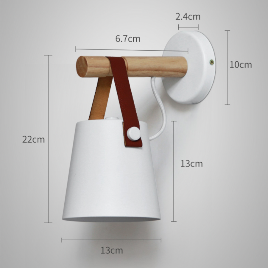 Scandinavische Houten Wandlamp Met Metalen Kap En Leren Band Moderne Design Wandverlichting Voor Slaapkamer Woonkamer Hal Met E27 Fitting