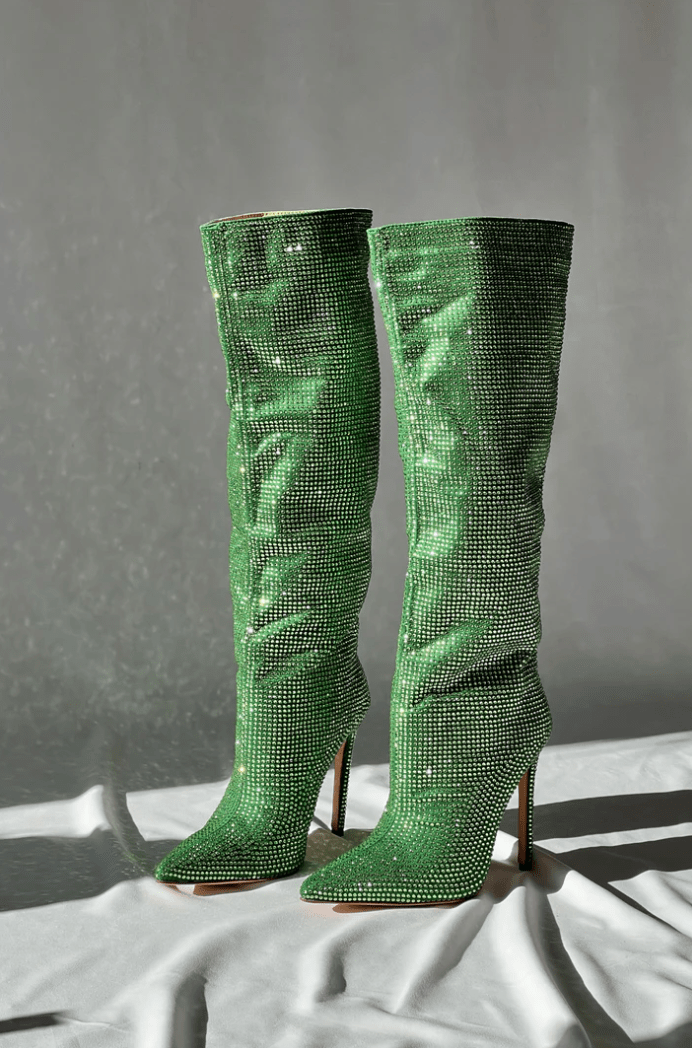 Hoge Overknee-Laarsjes met Strass en Hak