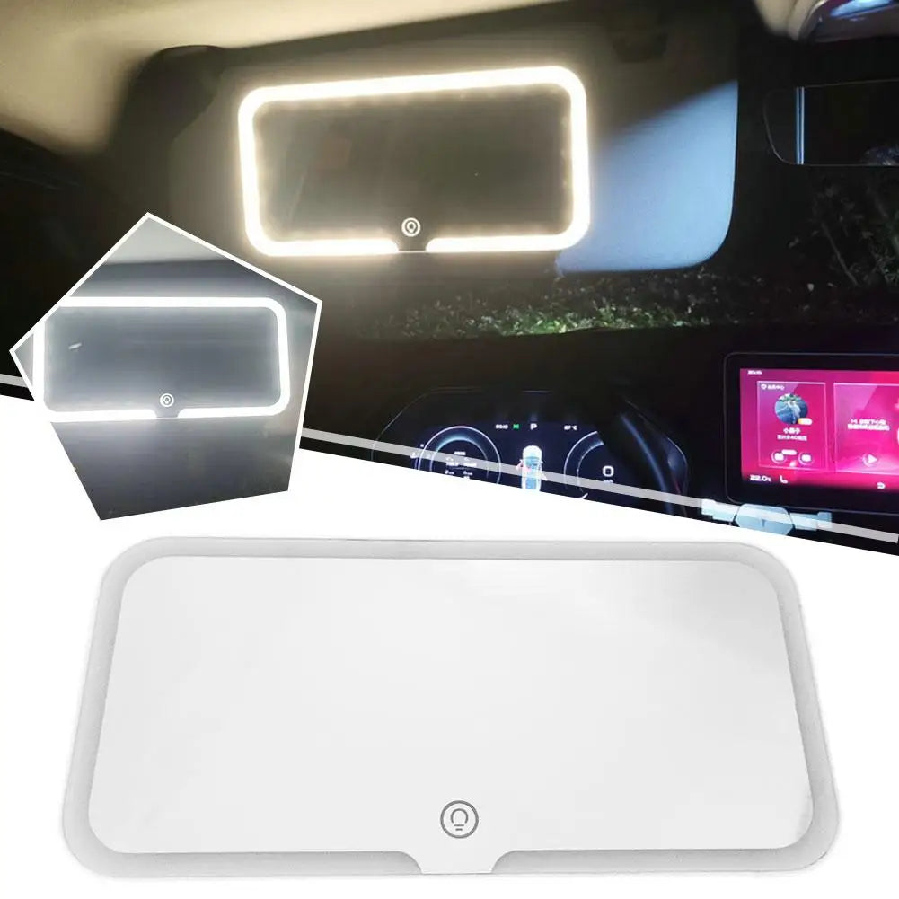 Verlichte Make-upspiegel voor Auto — 3 Lichtinstellingen LED Cosmeticaspiegel met Clip — Oplaadbaar Reisspiegel voor Zonwering en Thuisgebruik
