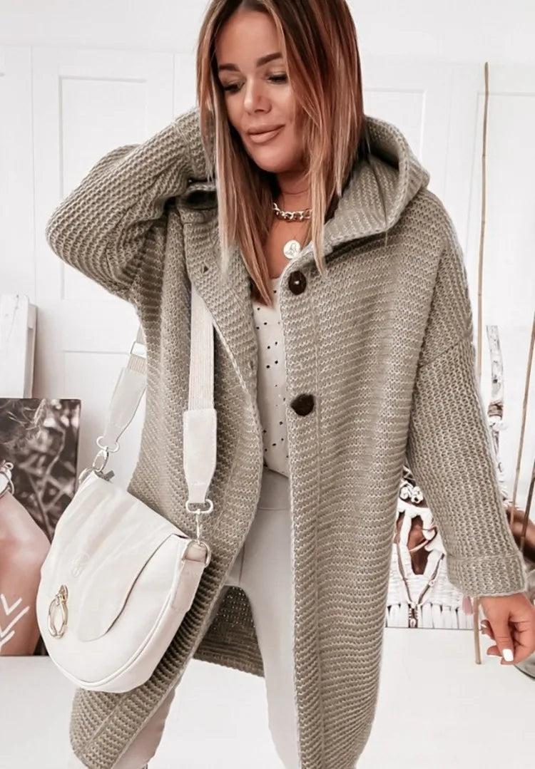 Dames Gebreide Vest Met Capuchon Warm en Stijlvol