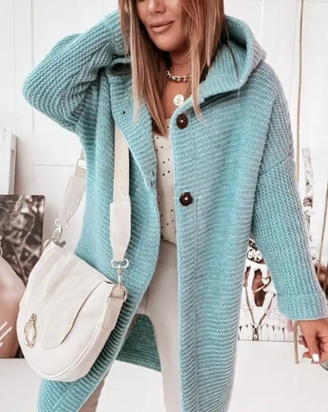 Dames Gebreide Vest Met Capuchon Warm en Stijlvol