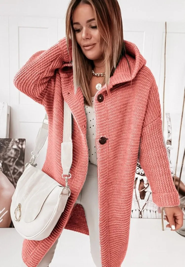 Dames Gebreide Vest Met Capuchon Warm en Stijlvol