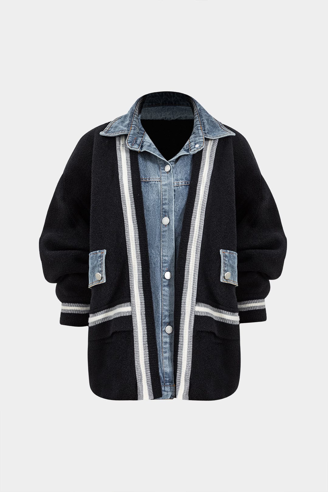 Blazer Cardigan Combinatie - Denim Overhemd Jas - StudioMarella