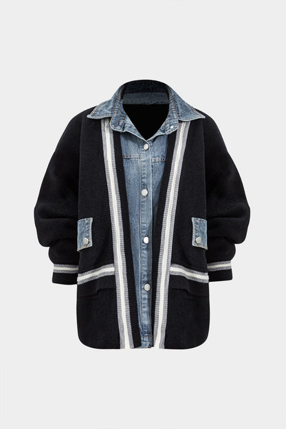 Blazer Cardigan Combinatie - Denim Overhemd Jas - StudioMarella