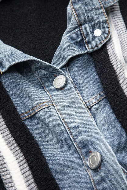Blazer Cardigan Combinatie - Denim Overhemd Jas