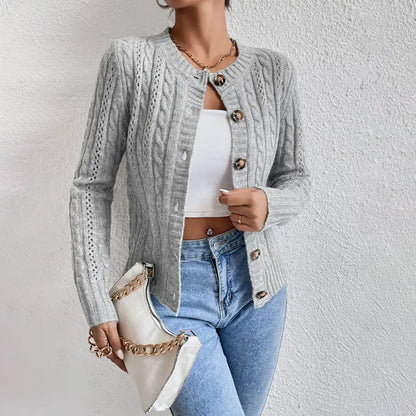 Lange Cardigan met Knopen en Lange Mouwen