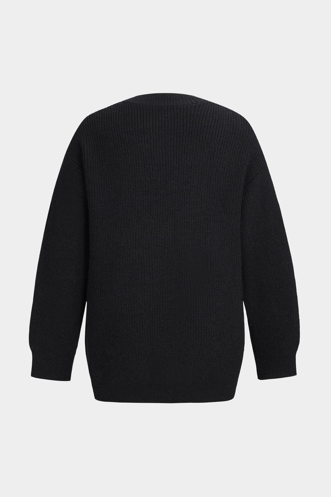 Zwarte Gebreide Cardigan met Jeans Patches wordt: 
Zwarte Cardigan Met Jeans Patches en Gebreide Mouwen