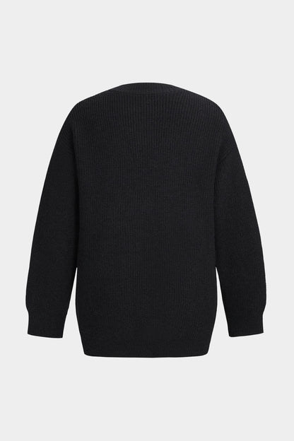 Zwarte Gebreide Cardigan met Jeans Patches wordt: 
Zwarte Cardigan Met Jeans Patches en Gebreide Mouwen