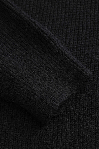 Zwarte Gebreide Cardigan met Jeans Patches wordt: 
Zwarte Cardigan Met Jeans Patches en Gebreide Mouwen