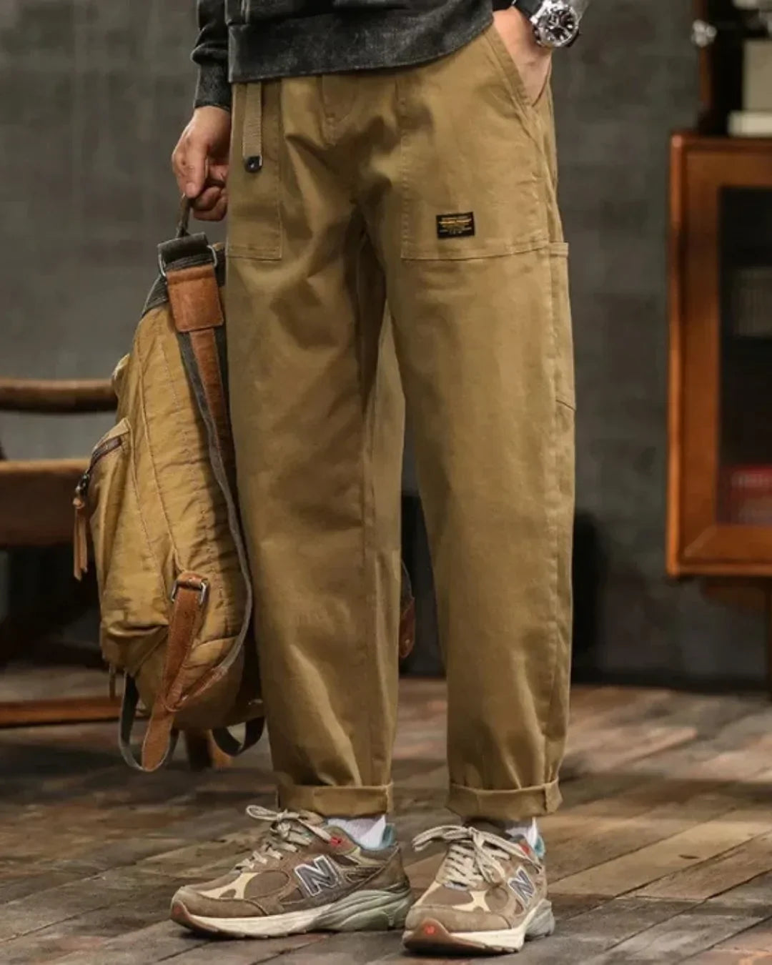 Cargo Broek Met Veel Zakken en Opgerolde Pijpen → Cargo Broek Met Zakken Opgerolde Pijpen Casual