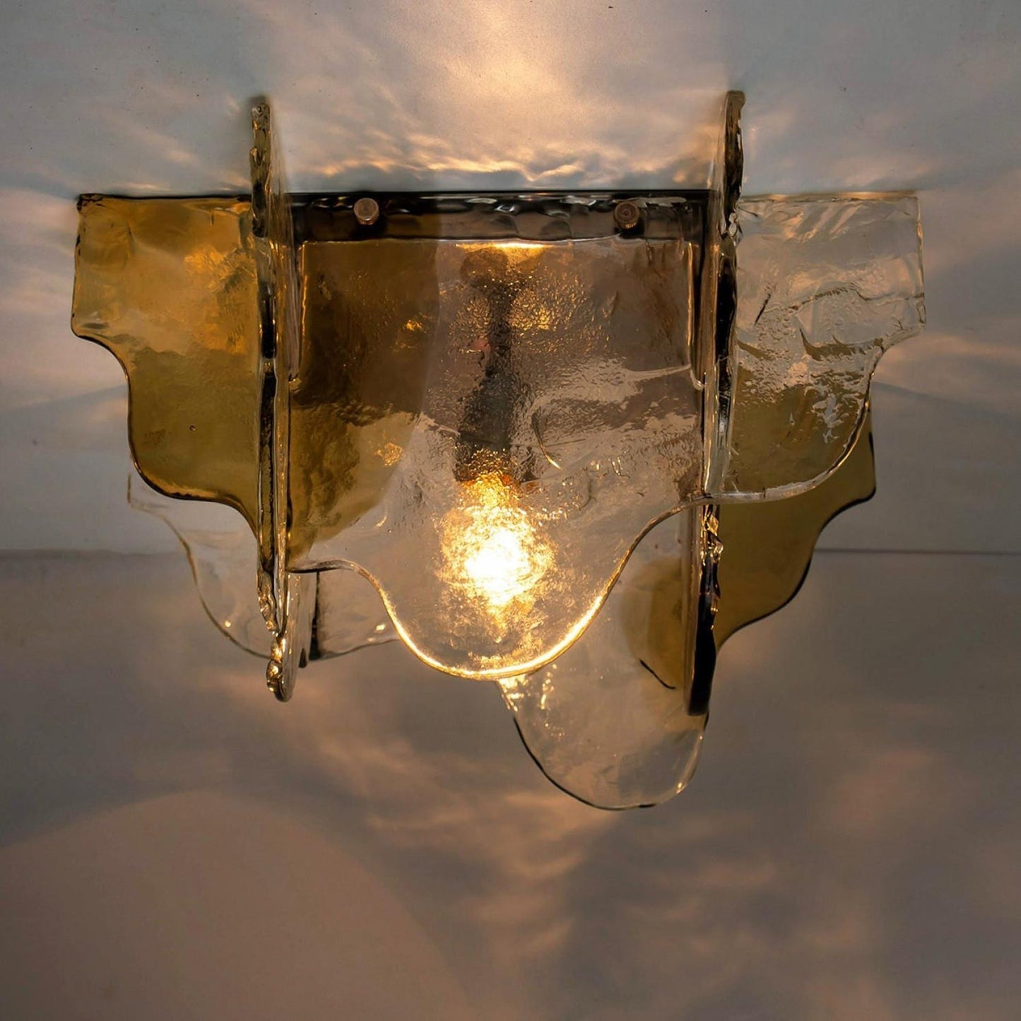 Plafondlamp Handgeblazen Glas Murano Stijl Smoke Gray Amber Clear