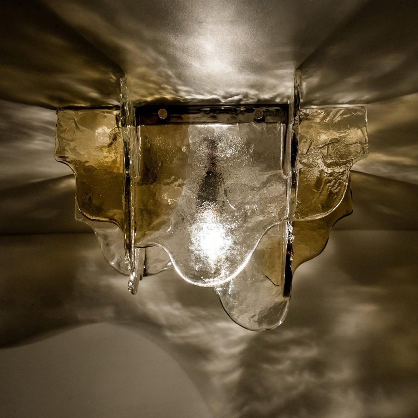 Plafondlamp Handgeblazen Glas Murano Stijl Smoke Gray Amber Clear