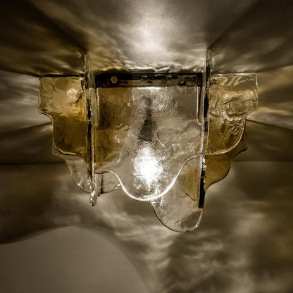 Plafondlamp Handgeblazen Glas Murano Stijl Smoke Gray Amber Clear
