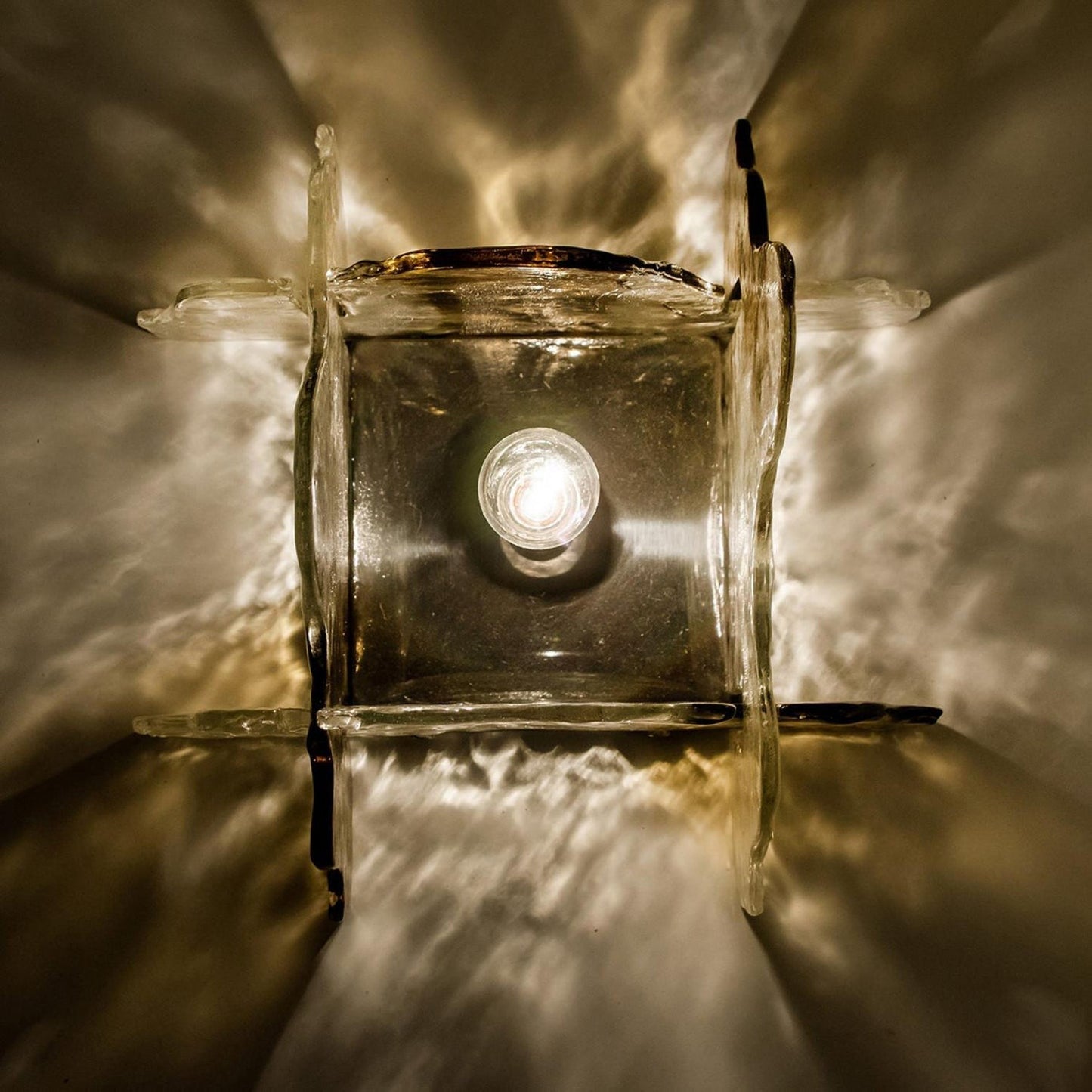 Plafondlamp Handgeblazen Glas Murano Stijl Smoke Gray Amber Clear