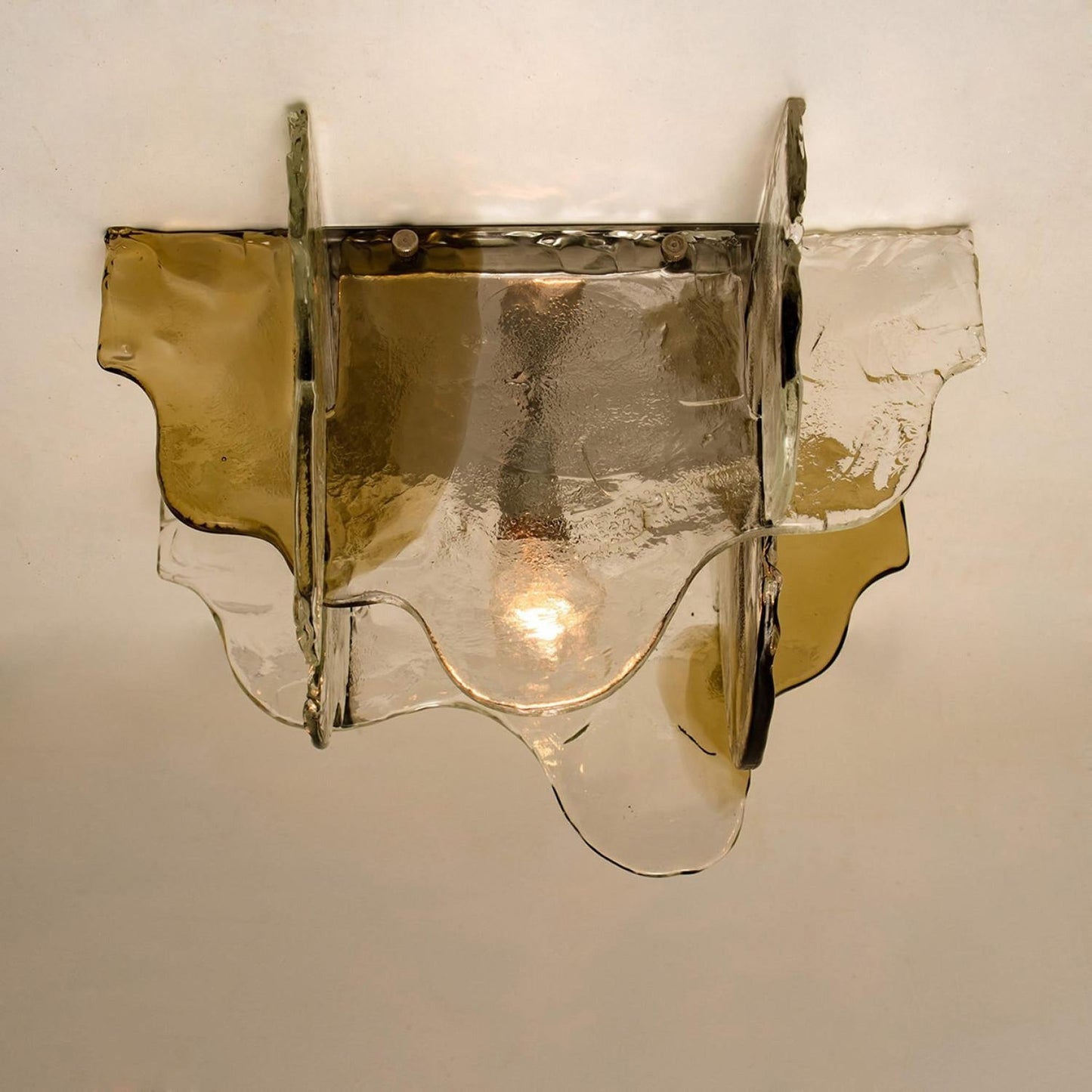 Plafondlamp Handgeblazen Glas Murano Stijl Smoke Gray Amber Clear