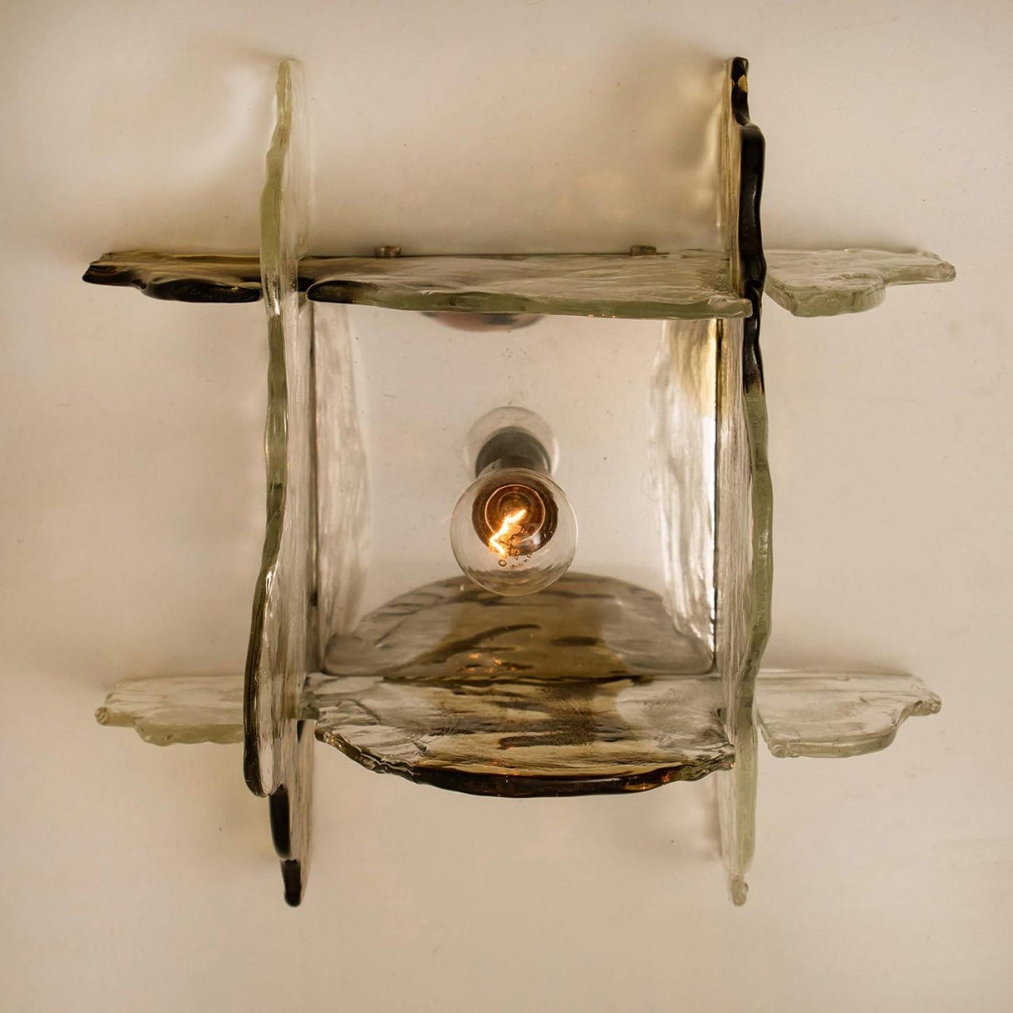 Plafondlamp Handgeblazen Glas Murano Stijl Smoke Gray Amber Clear