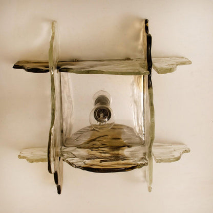 Plafondlamp Handgeblazen Glas Murano Stijl Smoke Gray Amber Clear