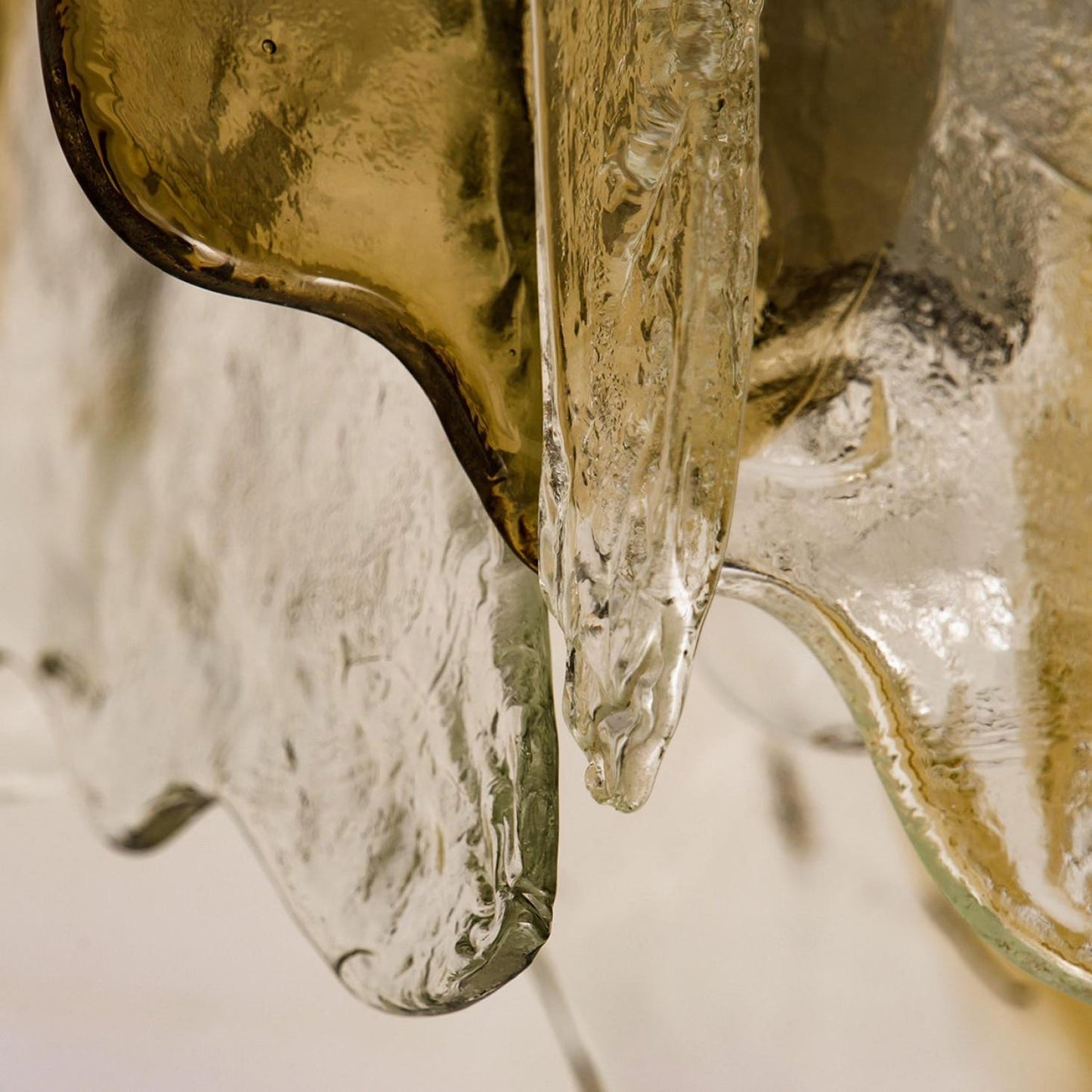 Plafondlamp Handgeblazen Glas Murano Stijl Smoke Gray Amber Clear