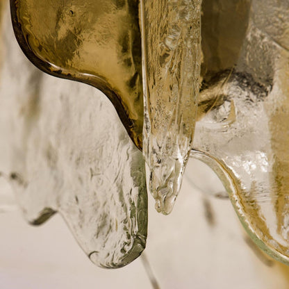 Plafondlamp Handgeblazen Glas Murano Stijl Smoke Gray Amber Clear
