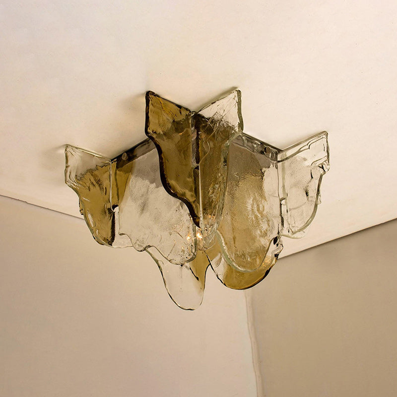Plafondlamp Handgeblazen Glas Murano Stijl Smoke Gray Amber Clear