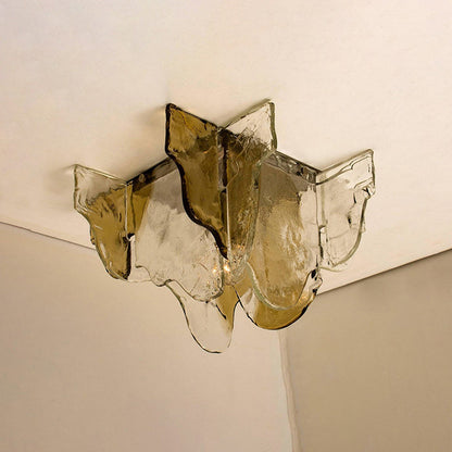 Plafondlamp Handgeblazen Glas Murano Stijl Smoke Gray Amber Clear