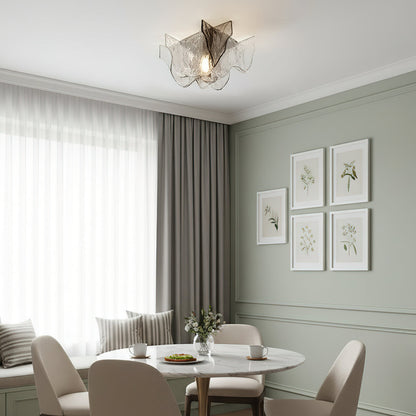 Plafondlamp Handgeblazen Glas Murano Stijl Smoke Gray Amber Clear