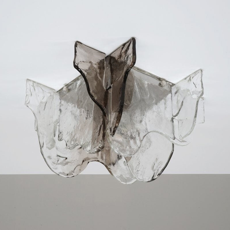 Plafondlamp Handgeblazen Glas Murano Stijl Smoke Gray Amber Clear