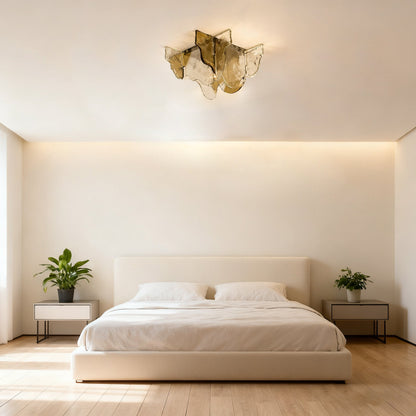 Plafondlamp Handgeblazen Glas Murano Stijl Smoke Gray Amber Clear
