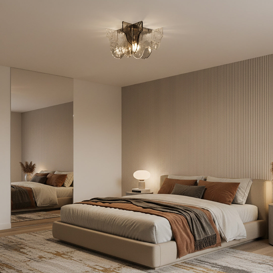 Plafondlamp Handgeblazen Glas Murano Stijl Smoke Gray Amber Clear