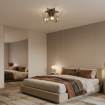 Plafondlamp Handgeblazen Glas Murano Stijl Smoke Gray Amber Clear