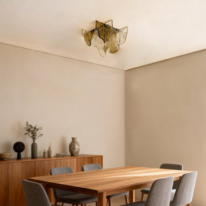 Plafondlamp Handgeblazen Glas Murano Stijl Smoke Gray Amber Clear