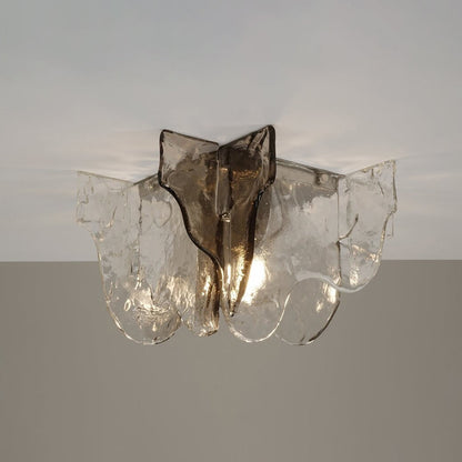 Plafondlamp Handgeblazen Glas Murano Stijl Smoke Gray Amber Clear