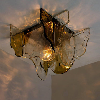 Plafondlamp Handgeblazen Glas Murano Stijl Smoke Gray Amber Clear