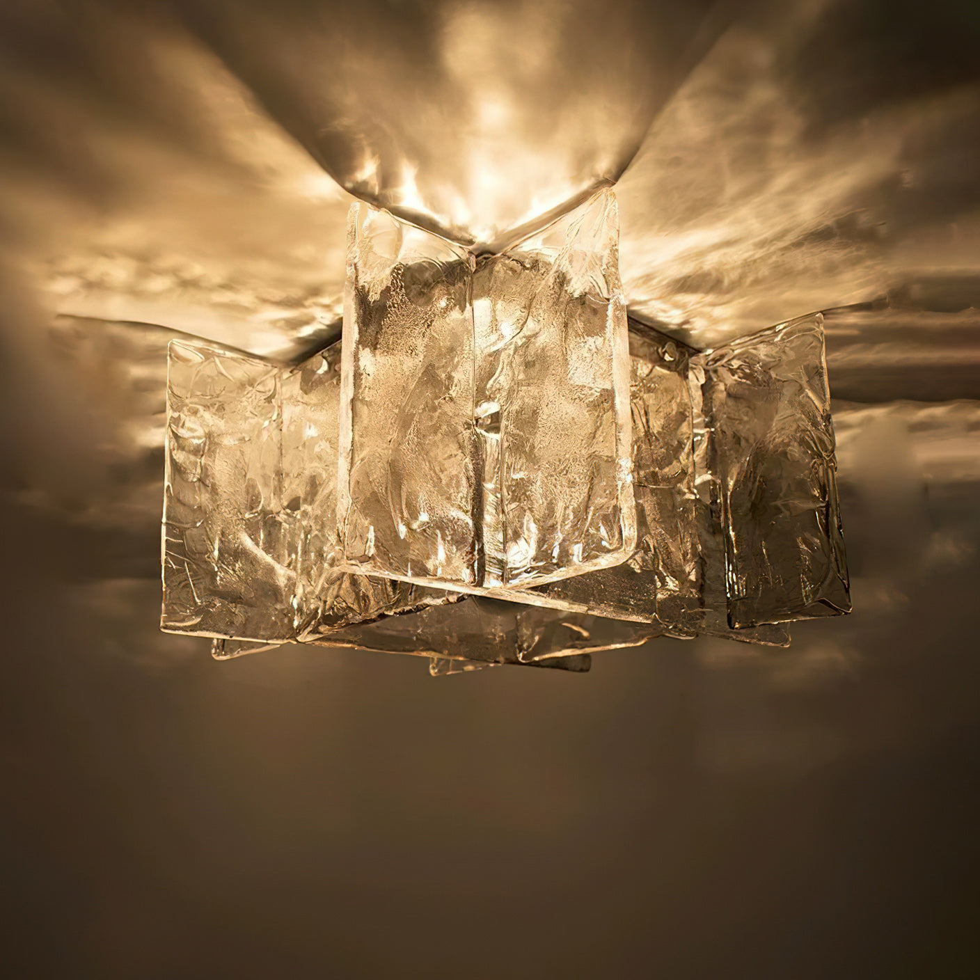 Moderne Plafondlamp met IJseffect Glas – Dimbaar E26/E27 – Ø30cm